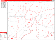 New Haven  Wall Map Red Line Style